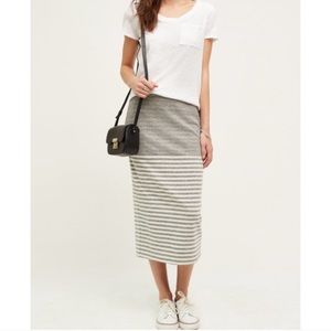 Anthropologie amadi gray striped midi pencil skirt